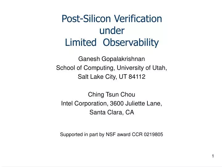 post silicon verification under limited observability