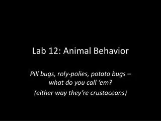 Lab 12: Animal Behavior