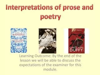 Interpretations of prose and poetry
