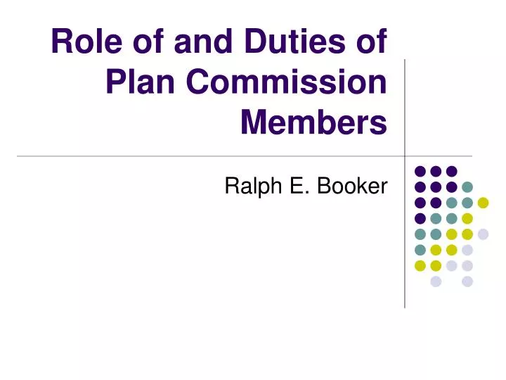 role of and duties of plan commission members