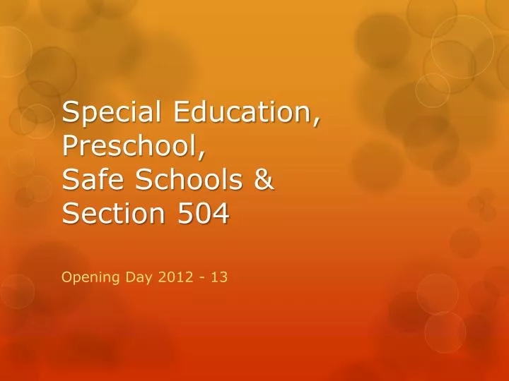 special education preschool safe schools section 504