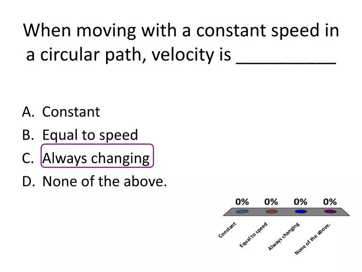 when moving with a constant speed in a circular path velocity is