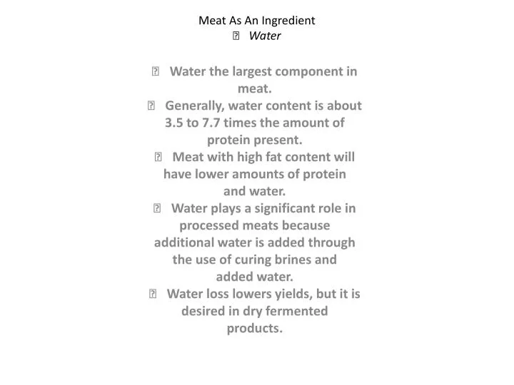 meat as an ingredient water