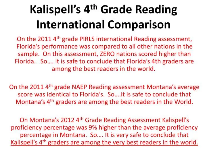 kalispell s 4 th grade reading international comparison