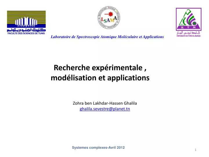 recherche exp rimentale mod lisation et applications
