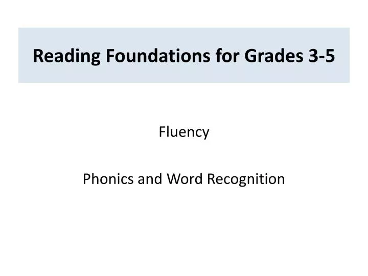 reading foundations for grades 3 5