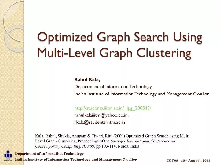 optimized graph search using multi level graph clustering