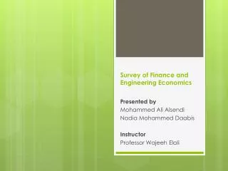 Survey of Finance and Engineering Economics