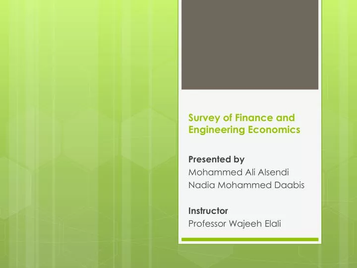 survey of finance and engineering economics