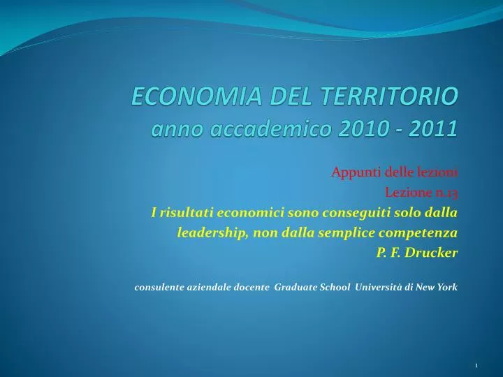 economia del territorio anno accademico 2010 2011
