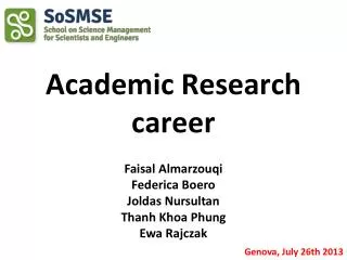 Academic Research career