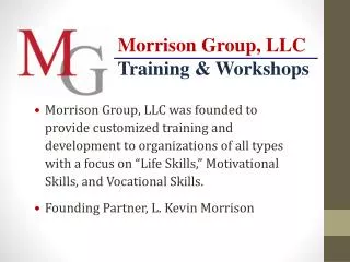 Morrison Group, LLC Training &amp; Workshops