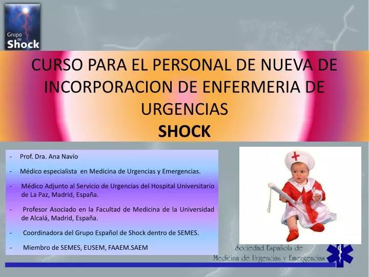 curso para el personal de nueva de incorporacion de enfermeria de urgencias shock