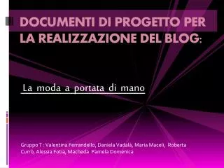 documenti di progetto per la realizzazione del blog