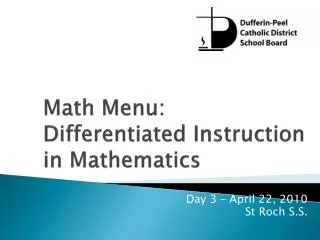 Math Menu: Differentiated Instruction in Mathematics