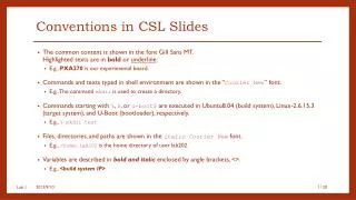 Conventions in CSL Slides