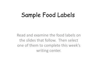 Sample Food Labels
