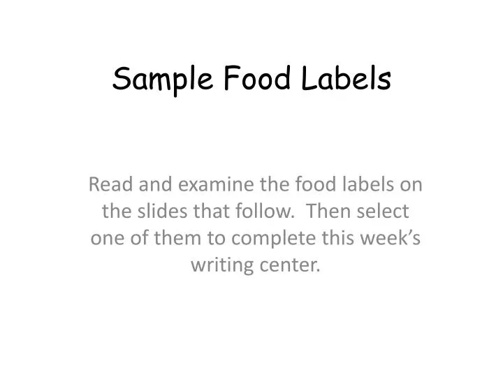 sample food labels