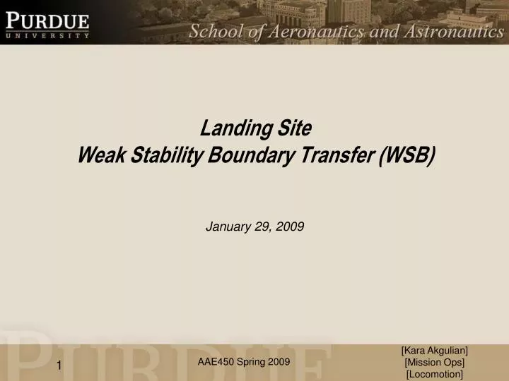 landing site weak stability boundary transfer wsb