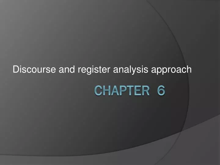 discourse and register analysis approach