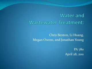 Water and Wastewater Treatment: