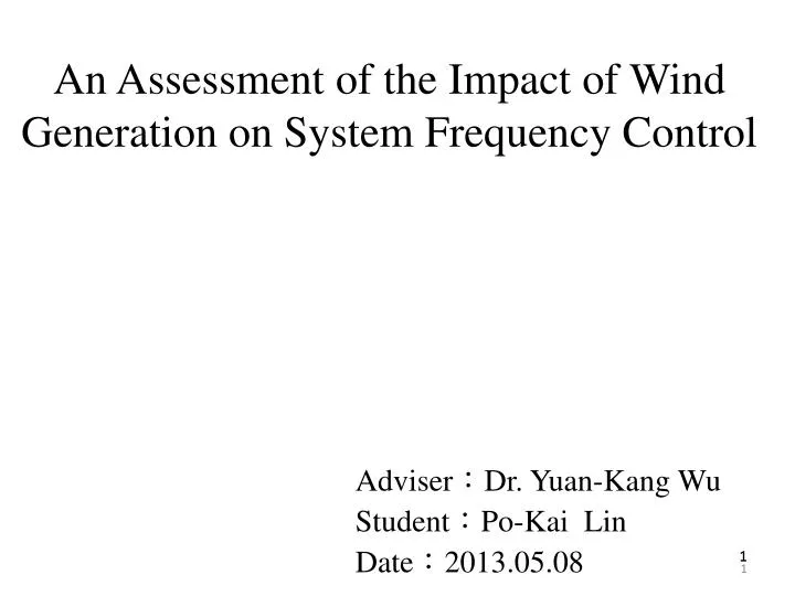 an assessment of the impact of wind generation on system frequency control