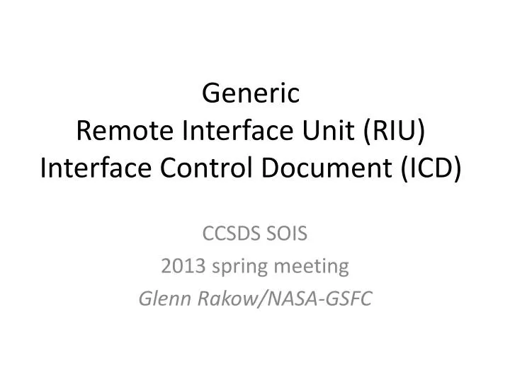 generic remote interface unit riu interface control document icd
