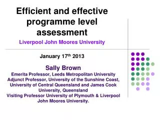 Efficient and effective programme level assessment Liverpool John Moores University