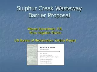 Sulphur Creek Wasteway Barrier Proposal