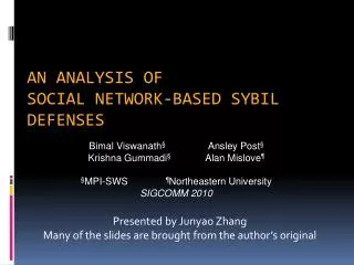 An analysis of Social Network-based Sybil defenses