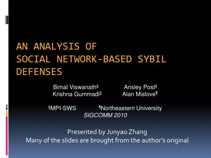 an analysis of social network based sybil defenses