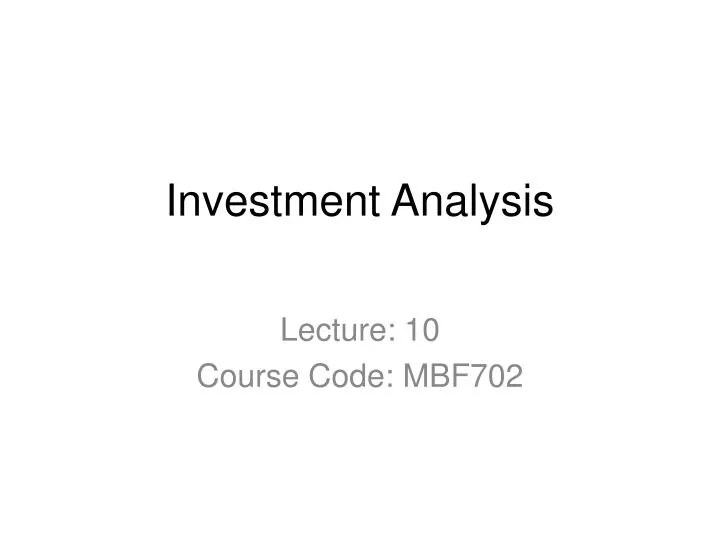 investment analysis