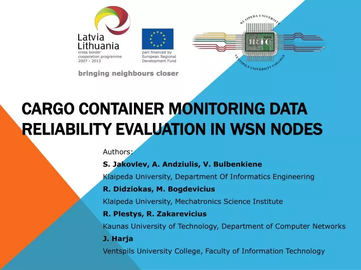cargo container monitoring data reliability evaluation in wsn nodes