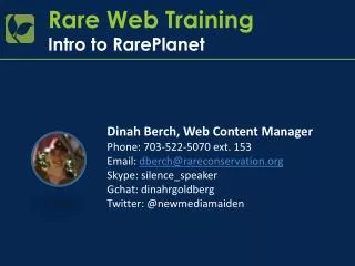 Rare Web Training Intro to RarePlanet