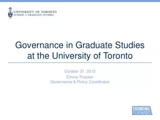 Governance in Graduate Studies at the University of Toronto
