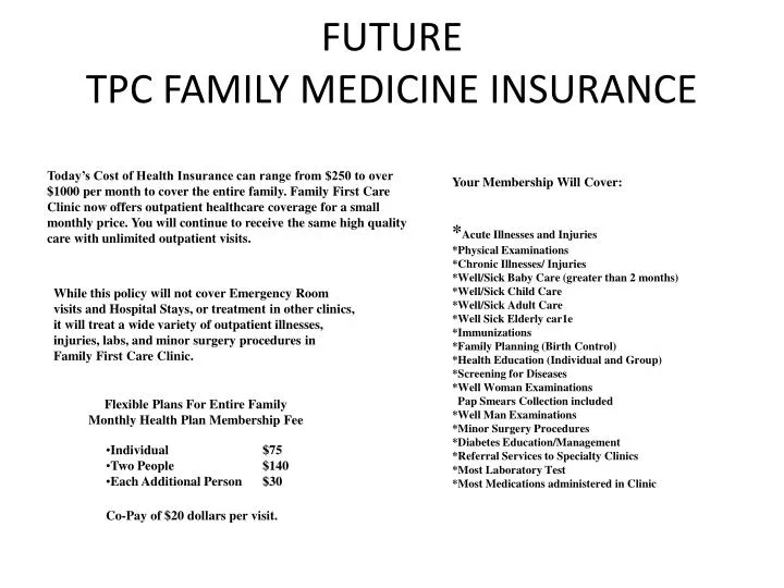 future tpc family medicine insurance
