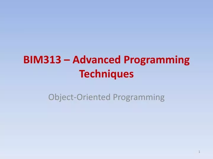 bim313 advanced programming techniques