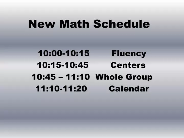 new math schedule