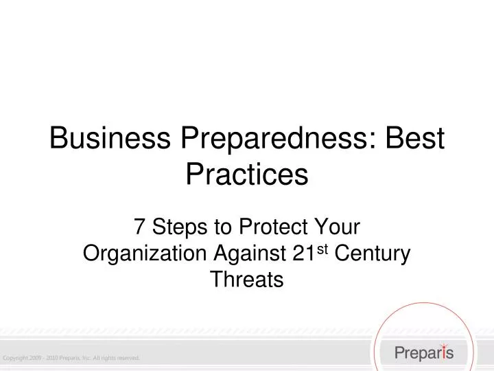 business preparedness best practices