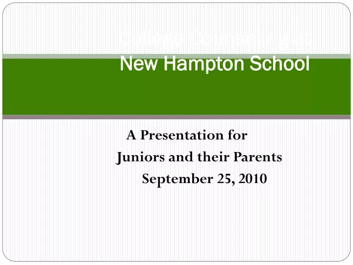 college counseling at new hampton school