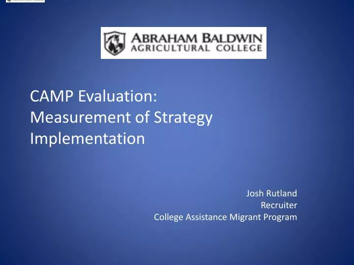 camp evaluation measurement of strategy implementation