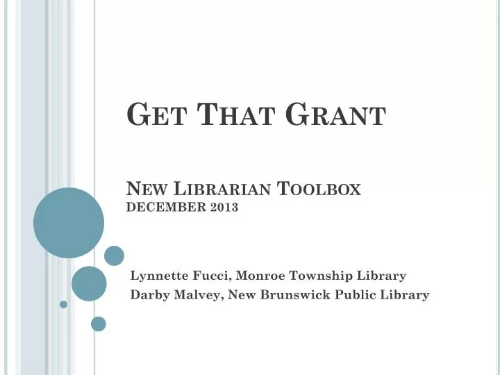 get that grant new librarian toolbox december 2013