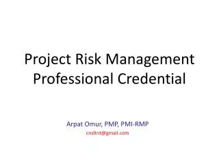 Project Risk Management Professional Credential
