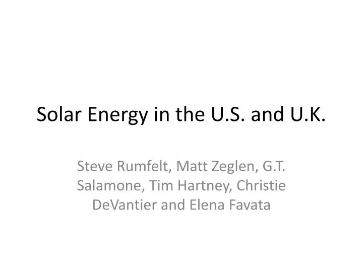 solar energy in the u s and u k