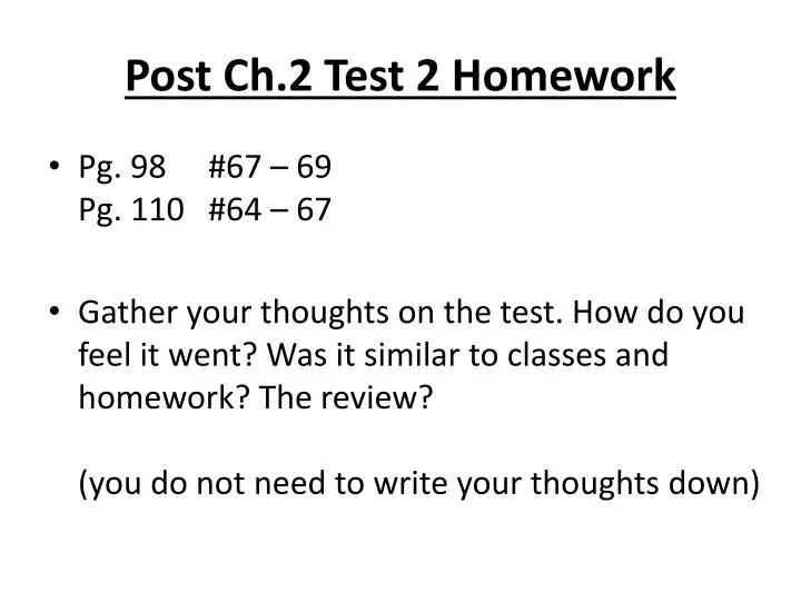 post ch 2 test 2 homework