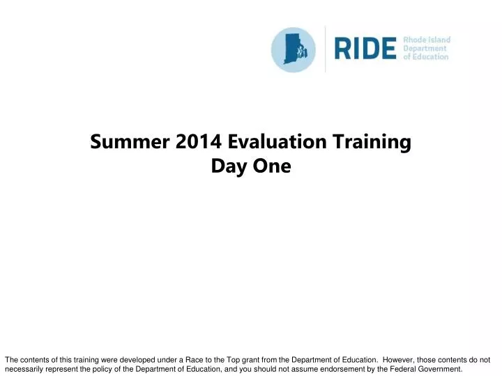 summer 2014 evaluation training day one