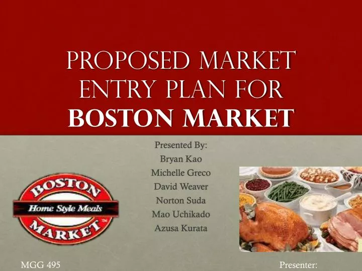 proposed market entry plan for boston market