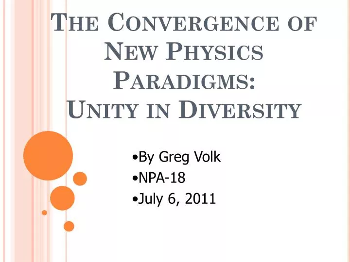 the convergence of new physics paradigms unity in diversity