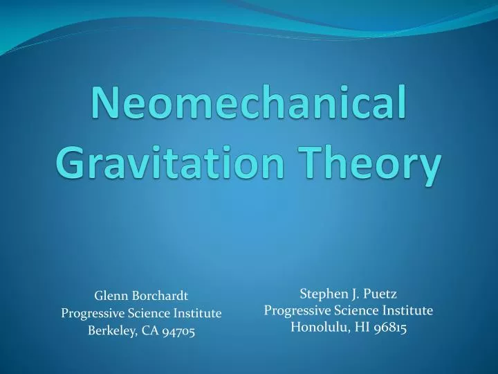 neomechanical gravitation theory