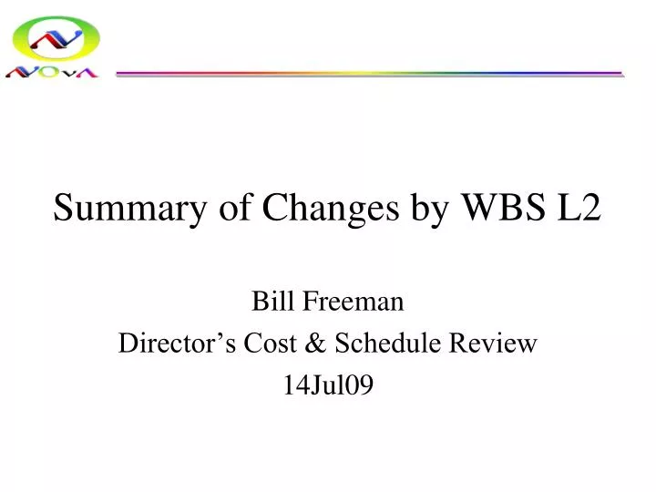 summary of changes by wbs l2